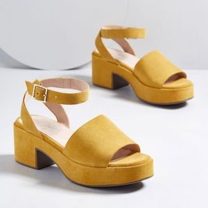 7.5 yellow suede platform heels - ModCloth